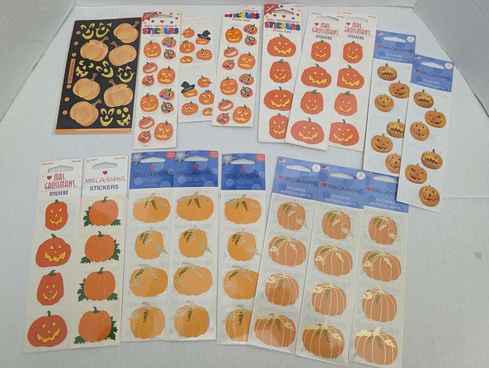 Mrs. Grossman's Sticker Lot: 17 Vintage 90s Halloween Pumpkin Packs